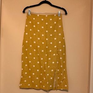 Yellow Polka Dot Midi Skirt